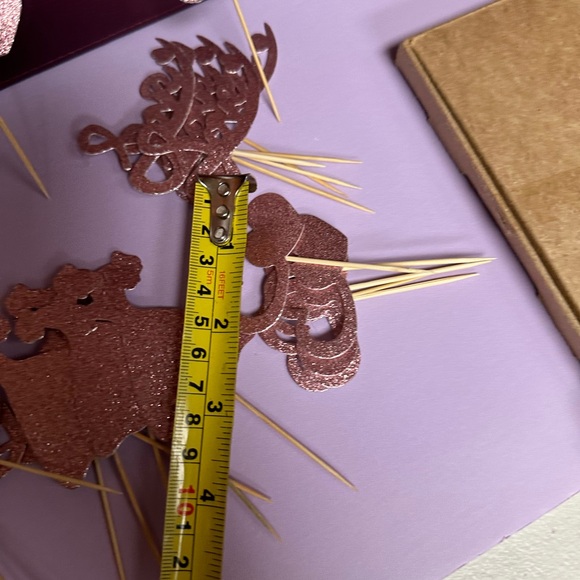 Rose Gold Glittered wedding Cupcake Toppers - Picture 4 of 11